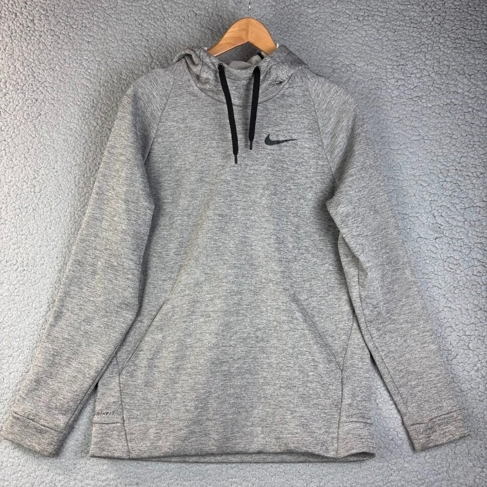 Nike Therma Dri-Fit Training Hoodie Fleece Lined 932022-063 Heather Gray Men's M